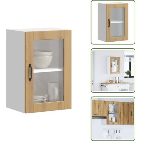 Armadio in truciolato - vidaXL Pensile da Cucina con Porta in Vetro Porto Rovere Artigianale - Armadio in vetro