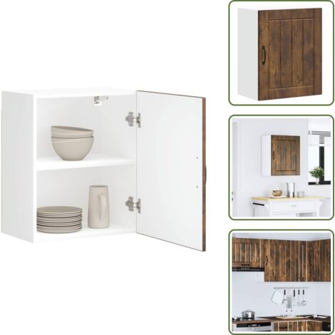 Armadio in truciolato - vidaXL Pensile da Cucina Lucca Rovere Fumo in Legno Multistrato - Armadio in legno