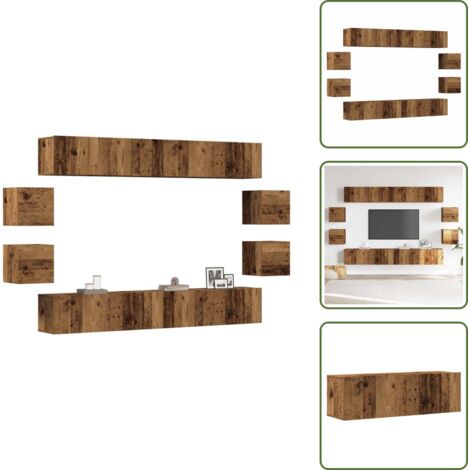 Armadio in truciolato - vidaXL Set Mobile TV 8 pz Montato a Parete Legno Antico in Truciolato - Mobiletto TV