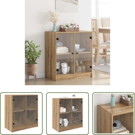Armadio in vetro -  Mobile laterale Rovere artigianale 68 x 37 x 75,5 cm