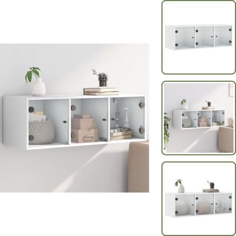 Armadio in vetro - vidaXL Mobile a Muro con Ante in Vetro Bianco 102x37x35 cm - Mobile in legno