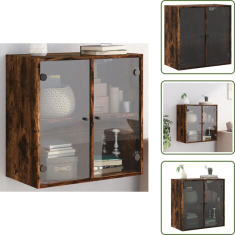 Armadio in vetro - vidaXL Mobile a Muro con Ante in Vetro Rovere Fumo 68x37x68,5 cm - Armadio con ante in vetro
