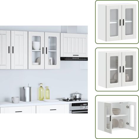 Armadio in vetro - vidaXL Pensile da Cucina con Porta in Vetro Porto Bianco - Armadio in legno