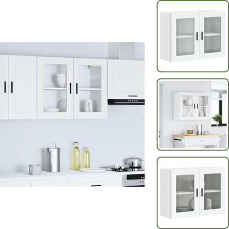 Armadio in vetro - vidaXL Pensile da Cucina con Porta in Vetro Porto Bianco - Armadio in legno