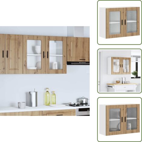 Armadio in vetro - vidaXL Pensile da Cucina con Porta in Vetro Porto Rovere Artigianale - Armadio in legno