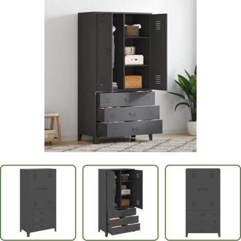 Armadio industriale -  Armadio Antracite Industriale 90x50x180 cm in Metallo