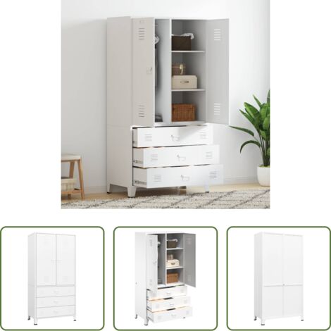 Armadio industriale -  Armadio Bianco Industriale 90x50x180 cm in Metallo