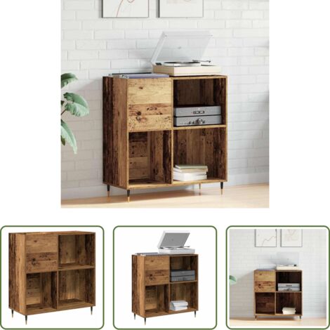 Armadio industriale - Mobile porta vinili Legno vecchio 85 x 38 x 89 cm
