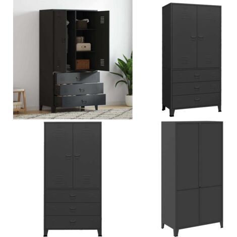 Armadio Industriale Nero 90x50x180 cm in Metallo - Armadio in metallo - Armadio nero