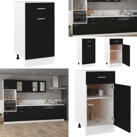Armadio Inferiore Cassetto “Lyon” Nero 40x46x81,5cm - Cassetto cucina - Armadietto cucina