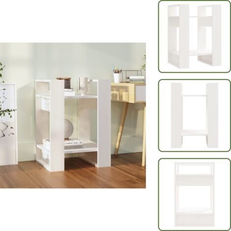 Armadio laterale - vidaXL Libreria/Divisorio Bianco 41x35x57 cm in Legno Massello di Pino - Libreria bianca