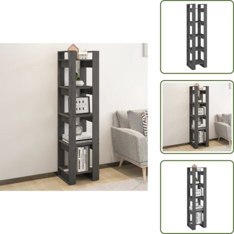 Armadio laterale - vidaXL Libreria/Divisorio Grigio 41x35x160 cm Legno Massello di Pino - Libreria grigia