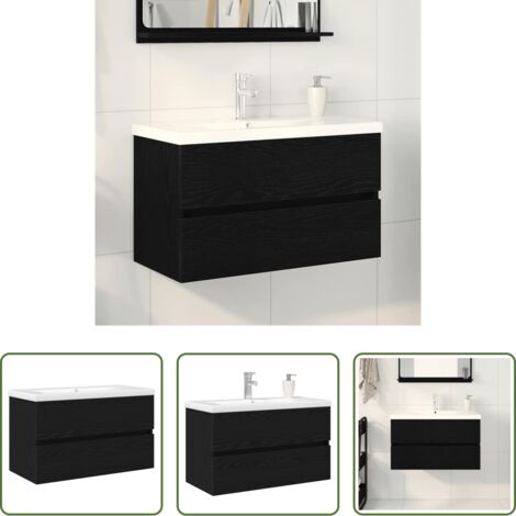 Armadio lavabo - Armadio per Lavabo da Bagno Rovere Nero 80 x 39 x 62 cm