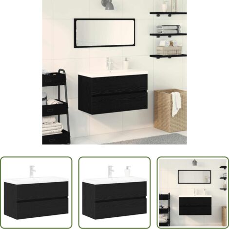 Armadio lavabo - Armadio per Lavabo da Bagno Rovere Nero 80 x 39 x 62 cm