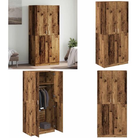 Armadio Legno Antico 90x52x200 cm in Truciolato - Armadio in truciolato - Armadio portaoggetti