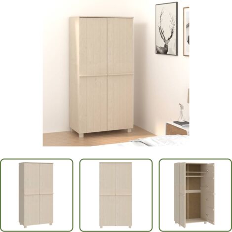 Armadio marrone ambra -  Armadio HAMAR ambra 89x50x180 cm in Legno Massello di Pino