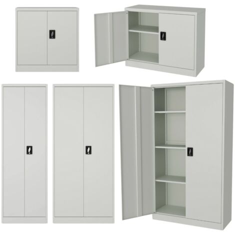 Armadio Metallico 2 Ante Alto e basso Varie Larghezze da 60 a 100cm con ripiani - MISURE PRODOTTO: 60LX40PX180H