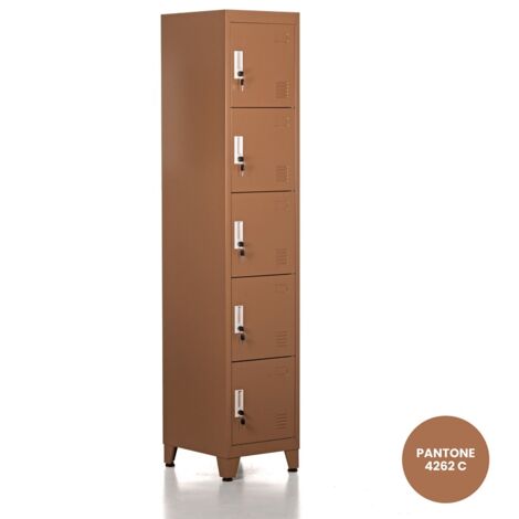 Armadio metallo color mattone con 5 ante