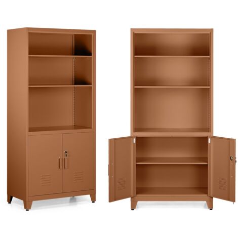 Armadio metallo semiaperto con ante e 5 scaffali mattone 84x45x190 cm - Yumi
