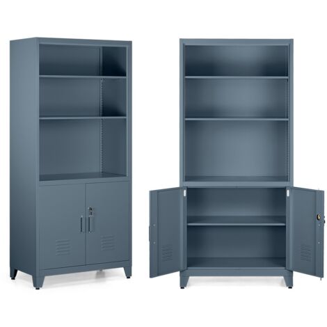 Armadio metallo semiaperto con serratura 85x45x190 cm ceruleo - Yumi