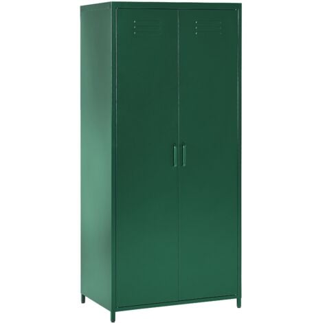 Armadio Metallo verde 2 Ante 3 Ripiani e Appendiabiti 76 x 50 x 171 cm Varna