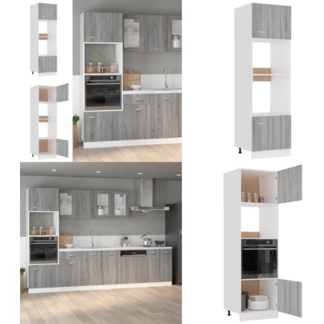 Armadio Microonde “Lyon” Grigio Sonoma 60x57x207 cm - Armadio cucina - Armadio da cucina