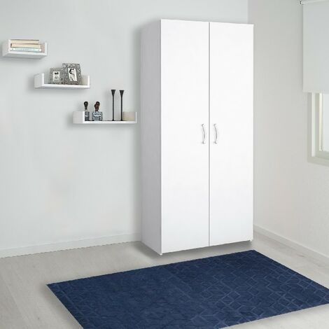 Armadio Midilli - con Ante, Ripiani, Cassetti - da Ingresso, Salotto, Camera, Soggiorno, Ufficio, Studio - Bianco in Truciolare Melaminico - 80 x 44 x 170