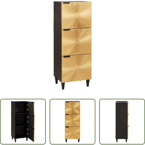 Armadio -  Mobile laterale con cassetto Nero e Oro 40 x 33,5 x 110 cm