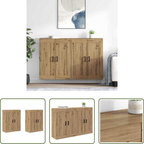 Armadio mobile -  Mobile a muro 2 pcs Rovere artigianale 69,5 x 34 x 90 cm