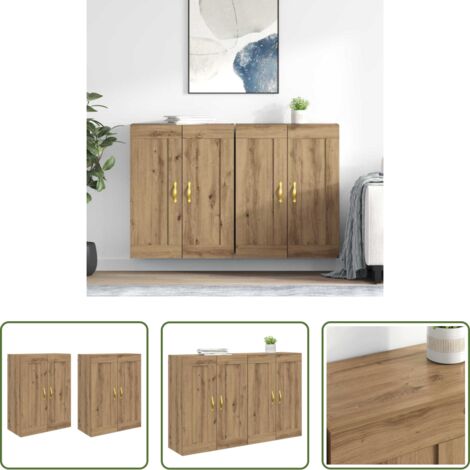 Armadio mobile -  Mobile a muro 2 pcs Rovere artigianale 69,5 x 34 x 90 cm
