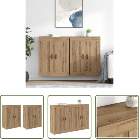 Armadio mobile -  Mobile a muro 2 pcs Rovere artigianale 69,5 x 34 x 90 cm