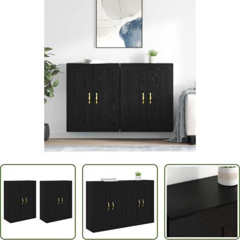 Armadio mobile -  Mobile a muro 2 pcs Rovere Nero 69,5 x 34 x 90 cm