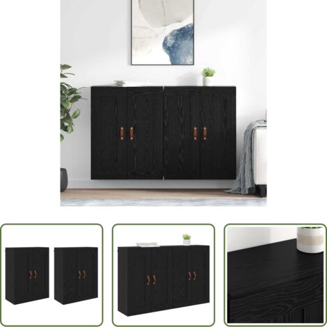 Armadio mobile -  Mobile a muro 2 pcs Rovere Nero 69,5 x 34 x 90 cm