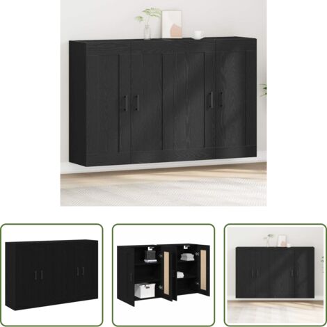 Armadio mobile -  Mobile a muro 2 pcs Rovere Nero 69,5 x 34 x 90 cm