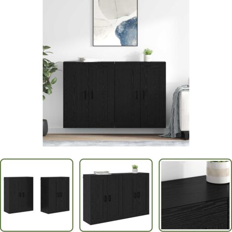 Armadio mobile -  Mobile a muro 2 pcs Rovere Nero 69,5 x 34 x 90 cm