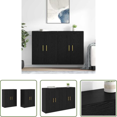 Armadio mobile -  Mobile a muro 2 pcs Rovere Nero 69,5 x 34 x 90 cm