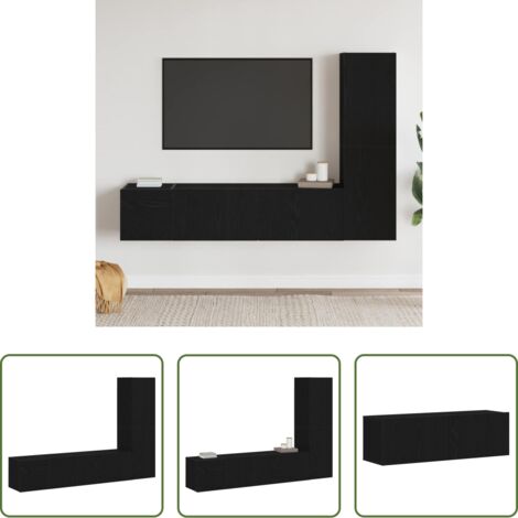 Armadio mobile TV -  Set mobile TV 4 pcs Rovere Nero 130,5 x 30 x 140 cm