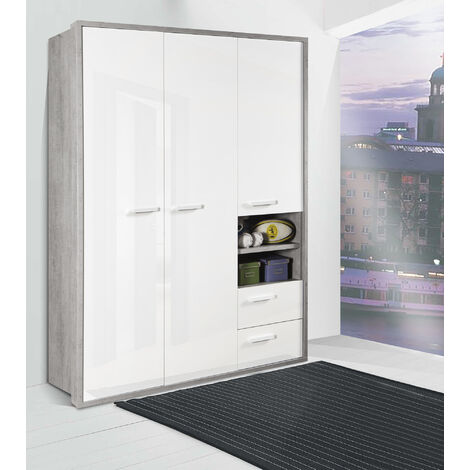 ARMADIO MOD. MIPIACE CM 152.6X63.4 H. 217 CEMENTO E BIANCO LUCIDO