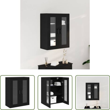 Armadio moderno -  Armadietto a muro Rovere Nero 69,5 x 34 x 90 cm