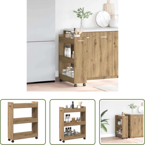 Armadio moderno -  Armadietto con ruota Rovere artigianale 60 x 22 x 79 cm