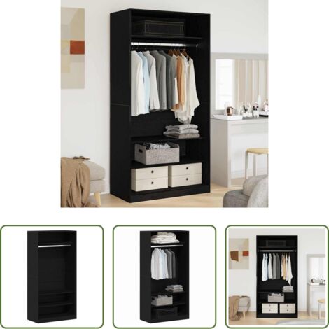 Armadio moderno -  Guardaroba Rovere nero 100 x 50 x 200 cm Legno multistrato