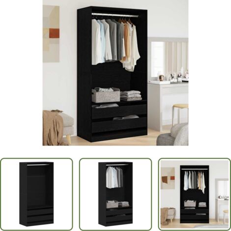 Armadio moderno -  Guardaroba Rovere nero 100 x 50 x 200 cm Legno multistrato