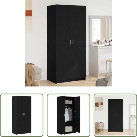 Armadio moderno -  Guardaroba Rovere Nero 80 x 50,5 x 180 cm Legno multistrato
