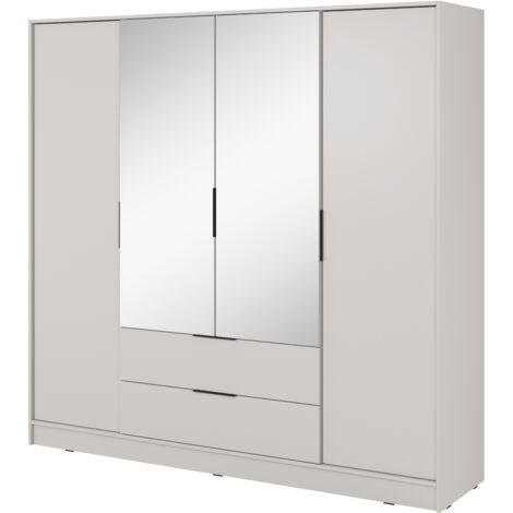 Armadio moderno in cashmere con specchio centrale - Dimensioni 206 x 200 x 51 cm - Eleganza e funzionalità