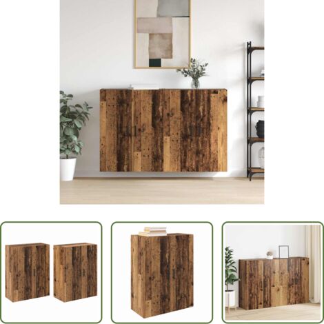 Armadio moderno -  Mobiletto a muro 2 pcs Legno vecchio 69,5 x 34 x 90 cm