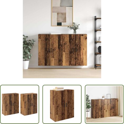 Armadio moderno -  Mobiletto a muro 2 pcs Legno vecchio 69,5 x 34 x 90 cm