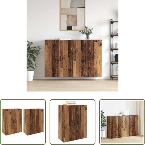 Armadio moderno -  Mobiletto a muro 2 pcs Legno vecchio 69,5 x 34 x 90 cm
