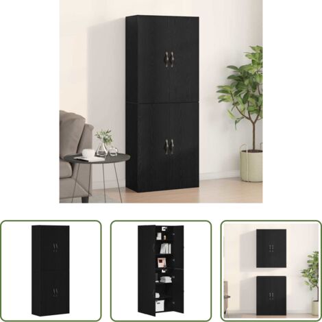 Armadio moderno -  Mobiletto a muro 2 pcs Rovere Nero 69,5 x 34 x 90 cm