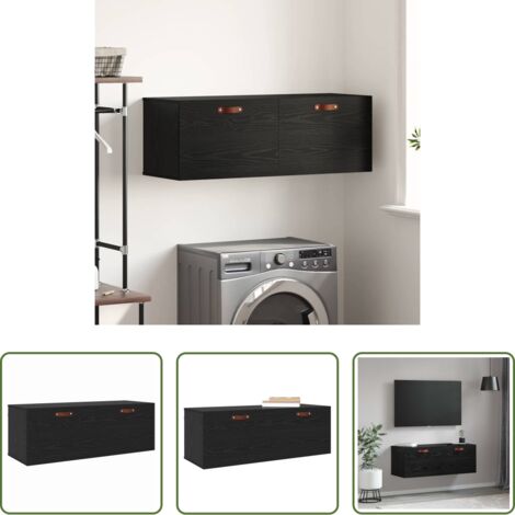 Armadio moderno -  Mobiletto a muro Rovere Nero 100 x 36,5 x 35 cm