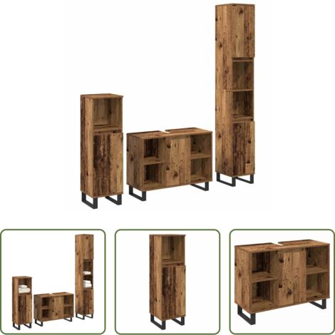 Armadio moderno -  Set di mobili per il bagno 3 pcs Marrone Legno multistrato